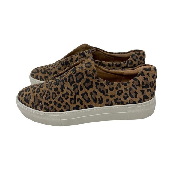 J/Slides Women's Slip On Sneakers Shoes Brown Casual Leopard Print Leather 7 M - Picture 5 of 10
